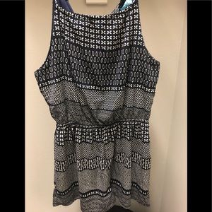 navy blue and white romper